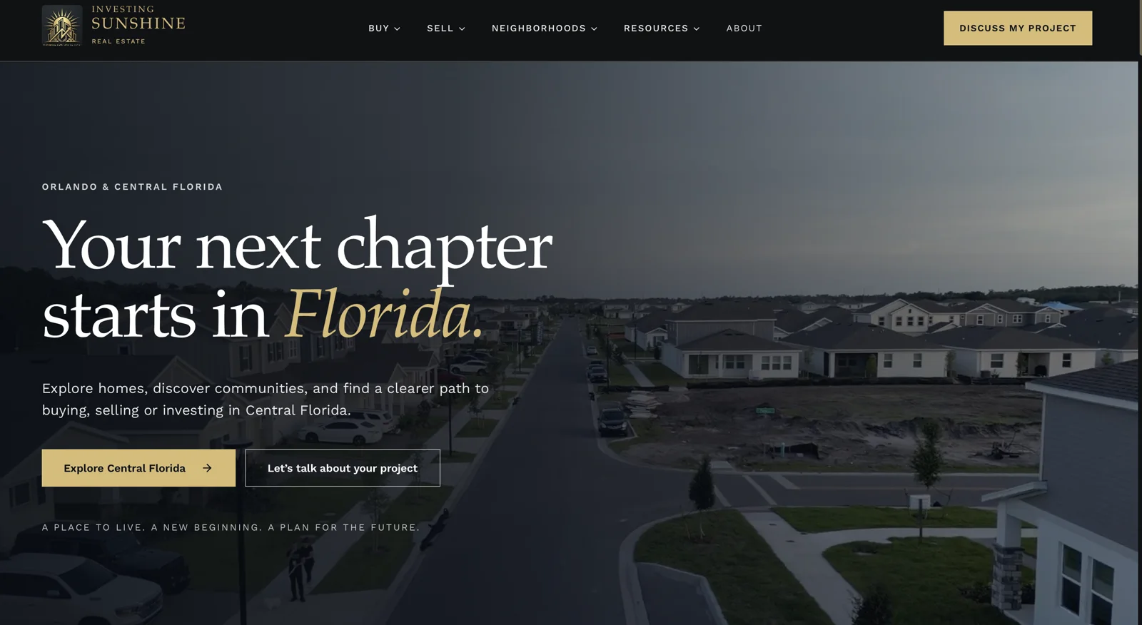 Investing Sunshine homepage — Your next chapter starts in Florida