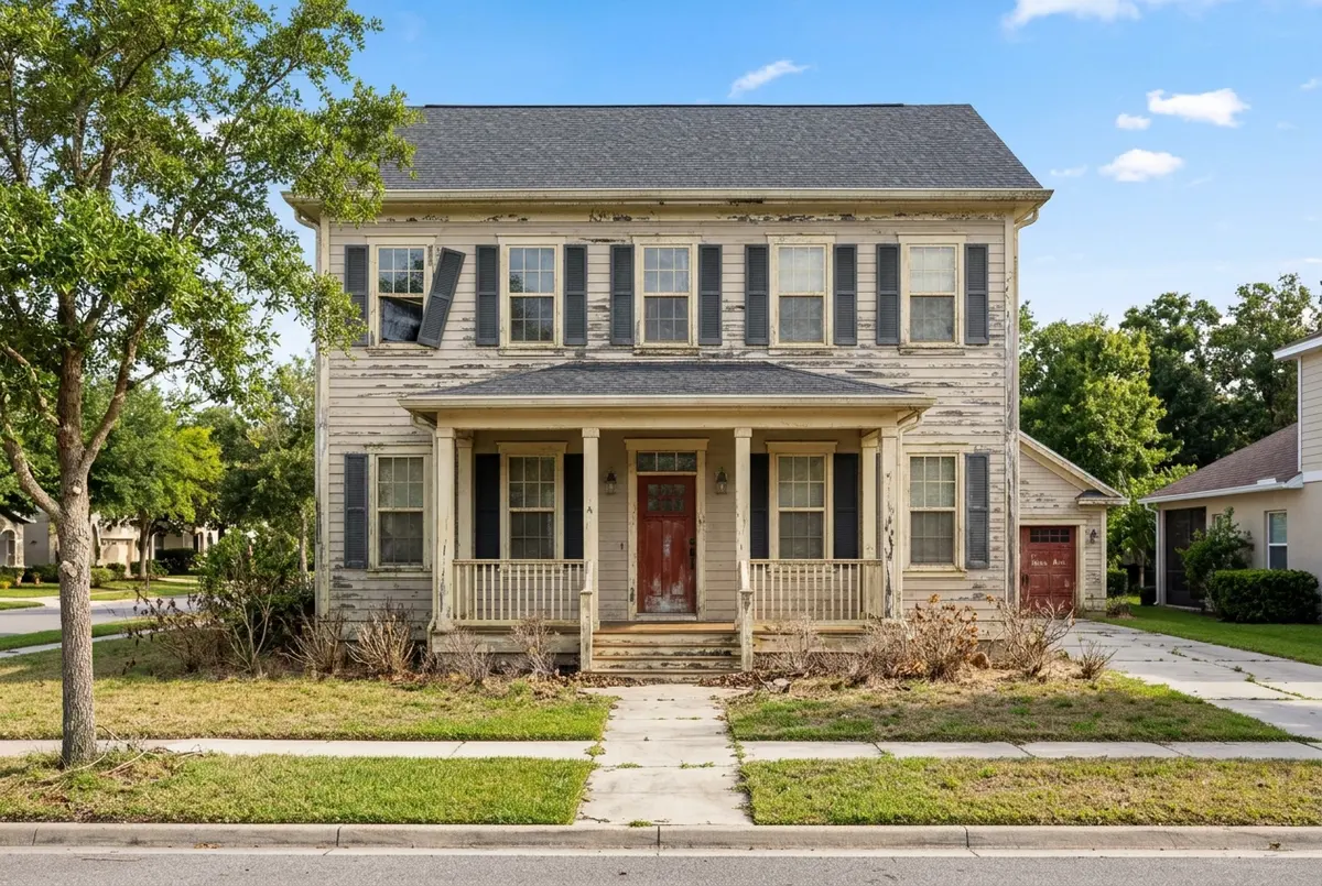 House with faded, peeling paint